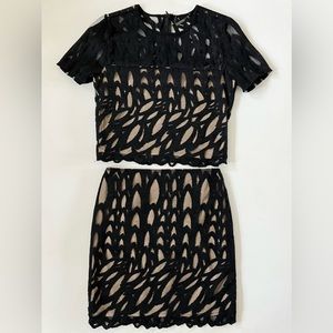 Scalloped Lace Miniskirt and Top 2 Piece Set
